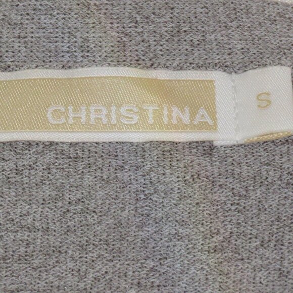 Christina's Gray Sleeveless Open Front Long Embellished Vest Tunic Size S (C783) - Picture 6 of 7